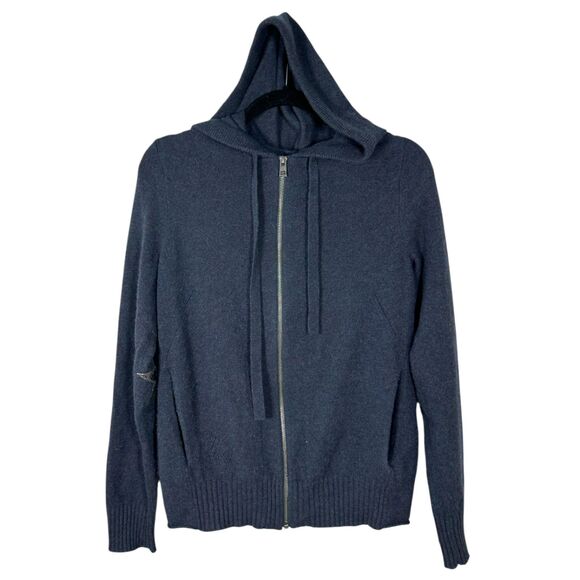 Zadig & Voltaire Cassy WS Patch Zip UP Cashmere Cardigan Sweater Blue XS - Picture 3 of 9